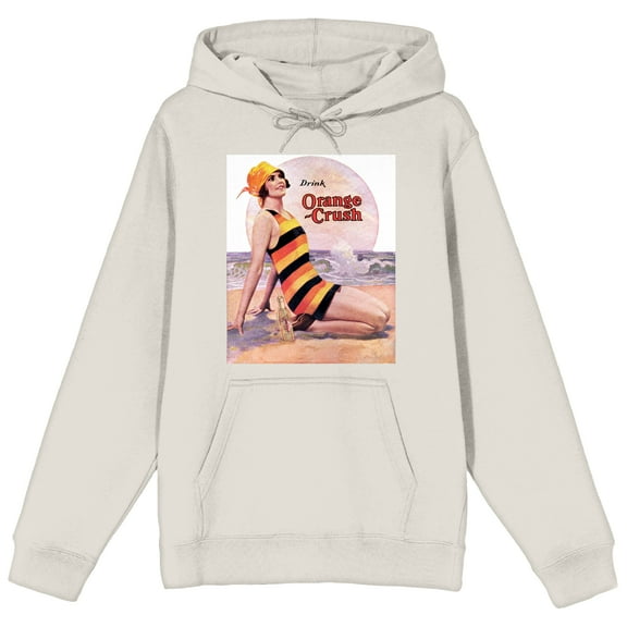 Orange Crush Woman On The Seashore Men's White Sweatshirt-Large