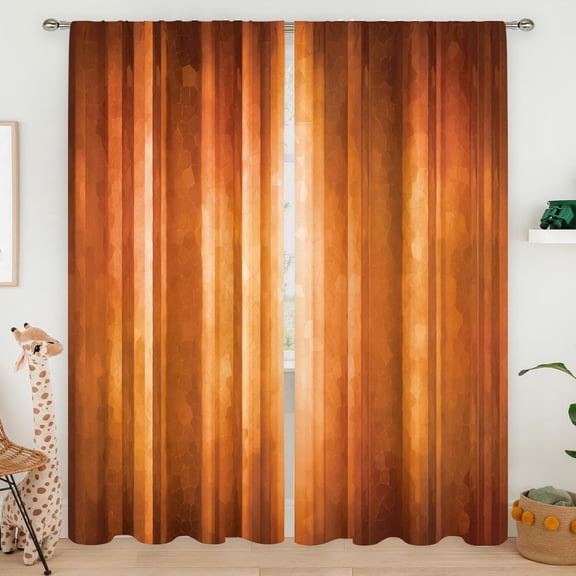 Orange Curtains 52Wx84H Inch Rod Pocket Abstract Rustic Retro Burnt Orange Striped Modern Vintage Ombre Curtains Bedroom Window Drapes Simple Printed Living Room Window Treatment