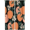 thumbnail image 1 of Orange Curtains Cute Fruit White Flower Green Leaves Summer Fresh Orange Bedroom Living Room Bathroom Blackout Rod Pocket Decoration Window Drapes 2 Panels W21xL63in, 1 of 6