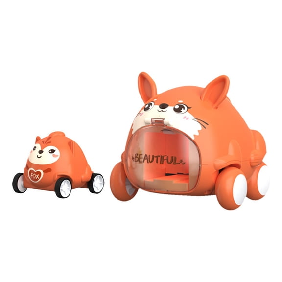 Orange Cute Animal Catapult Vehicle Toy Set Mini Inertia Car Launcher For Toddlers Kids Play