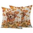 thumbnail image 1 of Orange Cute Dog Outdoor Pillow Covers 20"x20" Set of 2,Waterproof Throw Pillow Covers for Patio Furniture,Fall Pumpkins Maple Leaves Retro Pastoral Decorative Cushion Pillowcases for Garden Sofa, 1 of 9