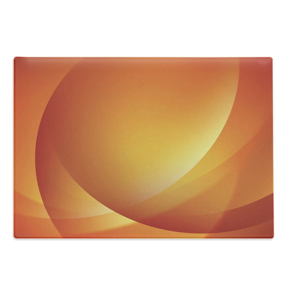Orange Cutting Board, Colorful Smooth Twist Lines Sun Abstraction Energy Flow Waves Curves Art, Decorative Tempered Glass Cutting and Serving Board, Large Size, Dark Orange Yellow, by Ambesonne