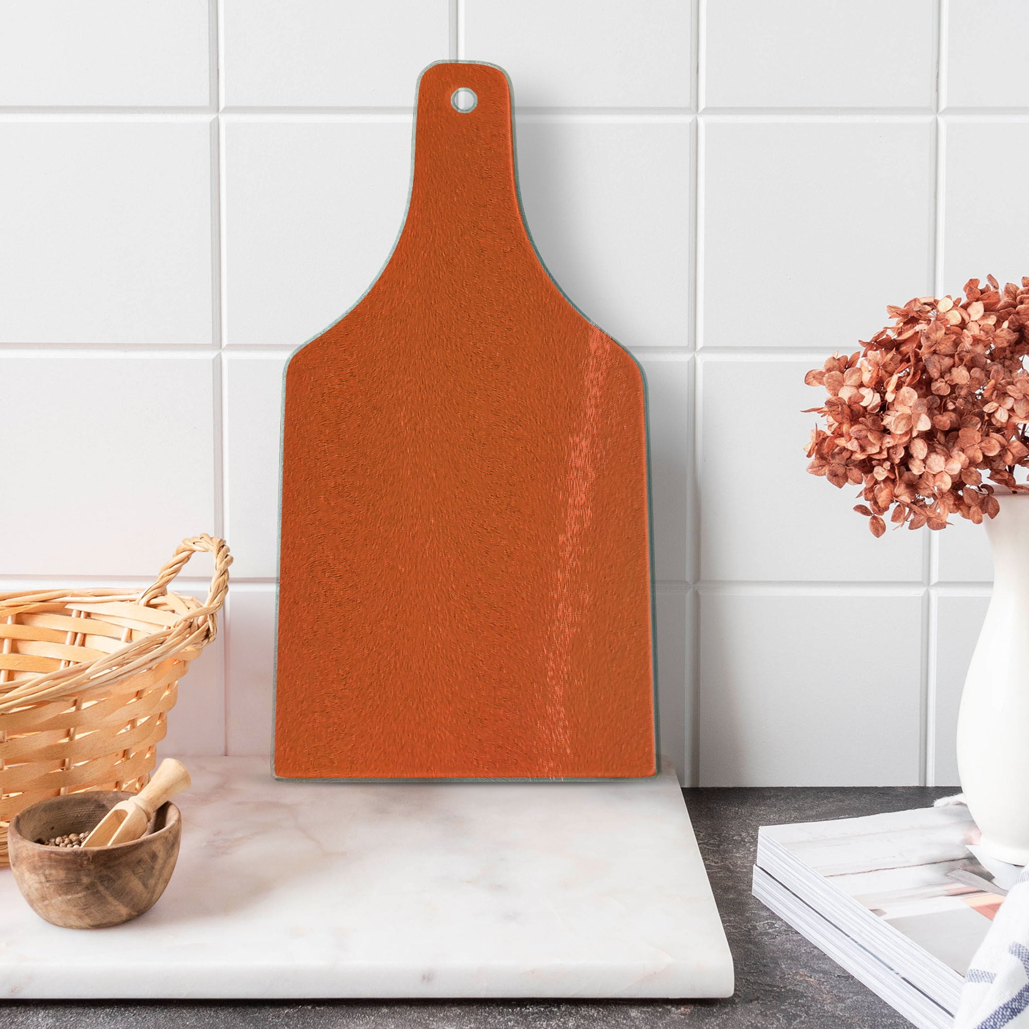 Orange Bohemian Rectangular Tempered Glass Cutting Board