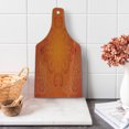 thumbnail image 1 of Orange Cutting Board, Royal Antique Motifs with Victorian Swirls Vintage Traditional Revival Framework, Tempered Glass Cutting and Serving Board, Wine Bottle Shape, Orange Yellow, by Ambesonne, 1 of 1