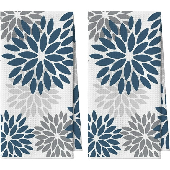 Orange Dahlia Floral Kitchen Towels Dish Towels, 16x24 Inch Quick Dry Microfiber Cloth Hand Towels for Kitchen Drying Set of 2