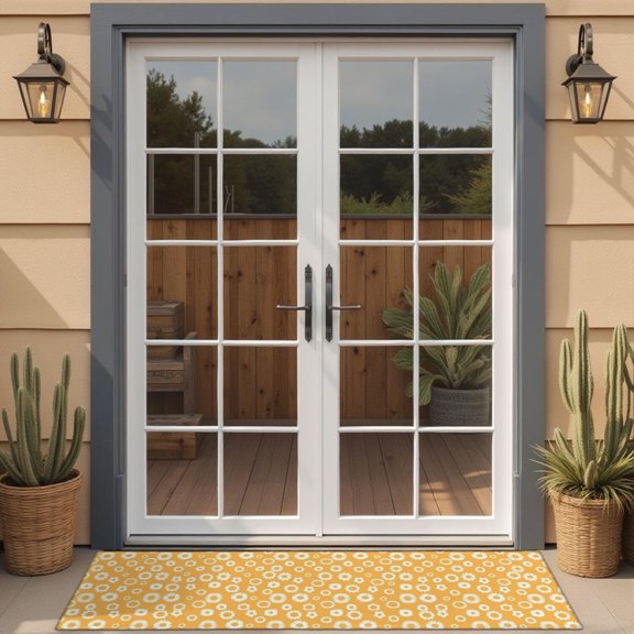 Orange Daisy Flower Floral Pattern Door Rugs,Washable Non Slip Door Mats Indoor,Decorative Door Mats,Entry Mat Indoor for Entrance,Bedroom,Kitchen,Bathroom,16"x47"