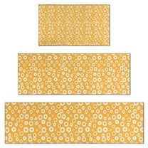 Orange Daisy Flower Floral Pattern Kitchen Rugs Sets Of 3,Kitchen Runner Rugs Non Skid Washable,Decorative Kitchen Floor Mats for Kitchen,Sink,Laundry,17"x30" 17"x47" 17"x59"