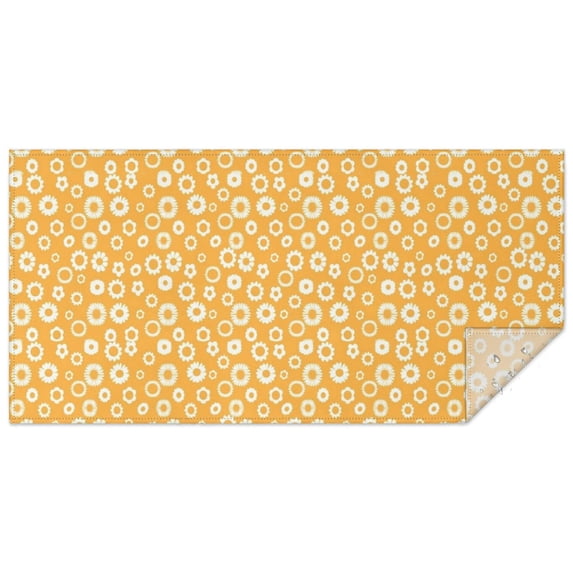 Orange Daisy Flower Floral Pattern Rectangle Tablecloth 60"x120",Waterproof Polyester Rectangle Table Cloth, Wipeable Spillproof Polyester Tablecloth for Dining, Camping, Indoor and Outdoor