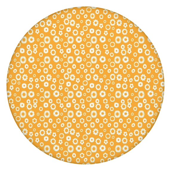 Orange Daisy Flower Floral Pattern Round Fitted Tablecloth with Elastic Edge,Dining Table Cover Waterproof,Outdoor Round Tablecloth for Camping,Dining,Indoor and Outdoor