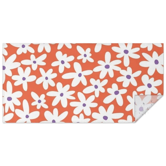 Orange Daisy Flower White Petals Pattern Rectangle Tablecloth 60"x120",Waterproof Polyester Rectangle Table Cloth, Wipeable Spillproof Polyester Tablecloth for Dining, Camping, Indoor and Outdoor