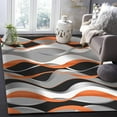 thumbnail image 1 of Orange Dark Gray Water Waves Area Rug, Abstract White Geometric Irregular Stripes Machine Washable Area Rugs, Washable Breathable Durable Carpet For Front Entrance Floor Decor 3x4ft, 1 of 6