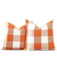 thumbnail image 1 of Orange Decorative Couch Pillows Farmouse Buffalo Plaid Fall Pillow Covers 18x18 Set of 2 Fall Outdoor Decor Linen Throw Pillows 18 x 18 for Sofa Porch Patio and Yard, 1 of 6
