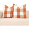 thumbnail image 1 of Orange Decorative Couch Pillows Farmouse Buffalo Plaid Fall Pillow Covers 18x18 Set of 2 Fall Outdoor Decor Linen Throw Pillows 18 x 18 for Sofa Porch Patio and Yard, 1 of 6
