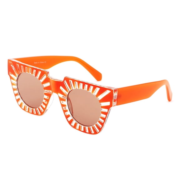 Orange Decorative Pattern Frame Sunglasses - Gradient Lens UV Protection Fashion Party Eyewear