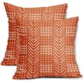 thumbnail image 1 of Orange Decorative Pillow Covers 16x16 Inch Set of 2, Boho Cream Dots Herringbone Striped Pattern Bohemian Print Throw Pillow Cases Outdoor Cushion Covers Modern Farmhouse Sofa Couch Bed Decor, 1 of 1