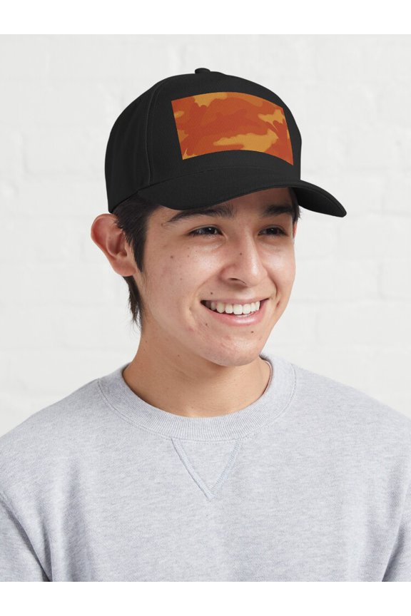 Orange Desert Military Camo Baseball Cap, Tactical Pattern Graphic Design, Classic Hat