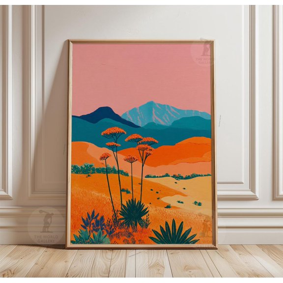 Orange Desert Mountain Landscape Poster Unframed Paper Print