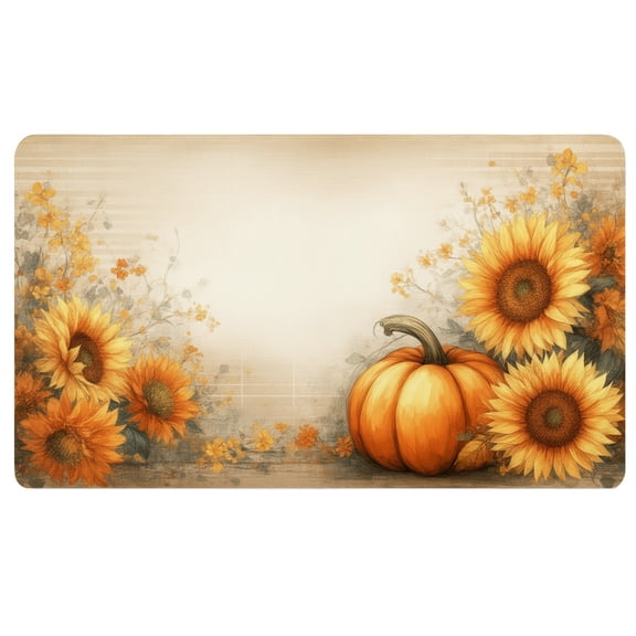 Orange Desk Mat,A painting of sunflowers and a pumpkin on a table,Computer Mouse Pad Large,Mouse Pad Non Slip,Mousepad Mat