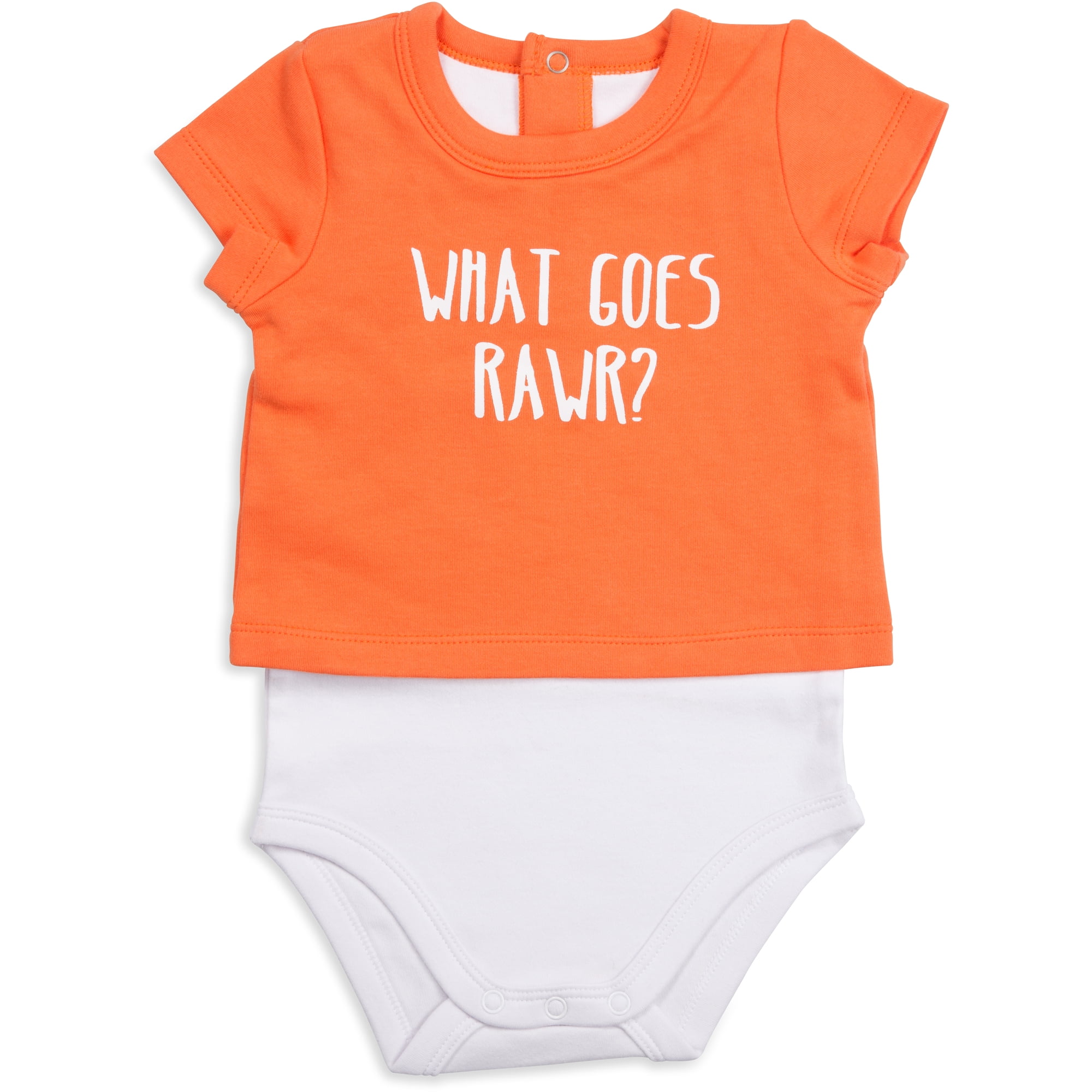 Pavilion Gift Company - Orange Dino - 6-12 Months Shw-onesie