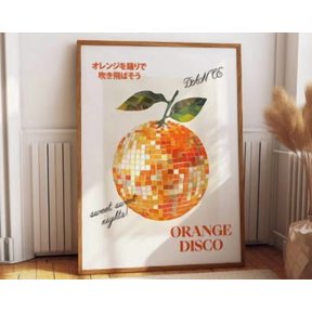 Orange Disco Ball Retro Citrus Poster
