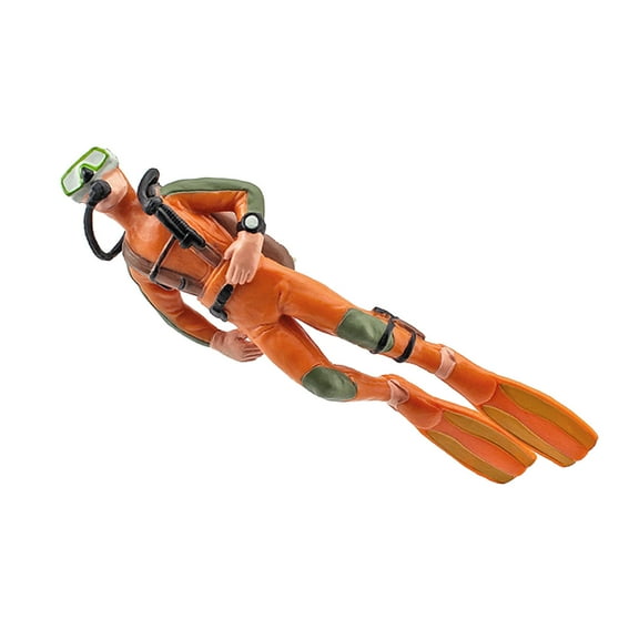 Orange Diver Figurine with Ocean Theme, Detailed Model for Diorama & Collection, 12.5x4cm