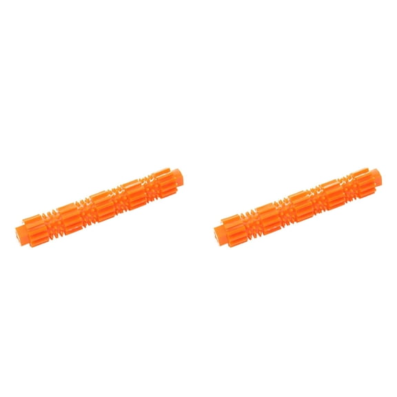 Orange Dog Dental Chew Toy, Squeaky Bone Toothbrush Stick for Puppies 2 Pieces, Tough TPR Rubber Teething Toy, Durable Bite Resistant Gift 7.1x1.2 Inch
