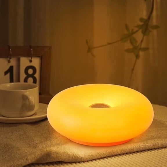 Orange Donut Table Lamp, 2026 New Retro Aesthetic Dimmable Nightstand Light, Creative Atmosphere Desk Lamp for Bedroom, Modern Decor & Gifts