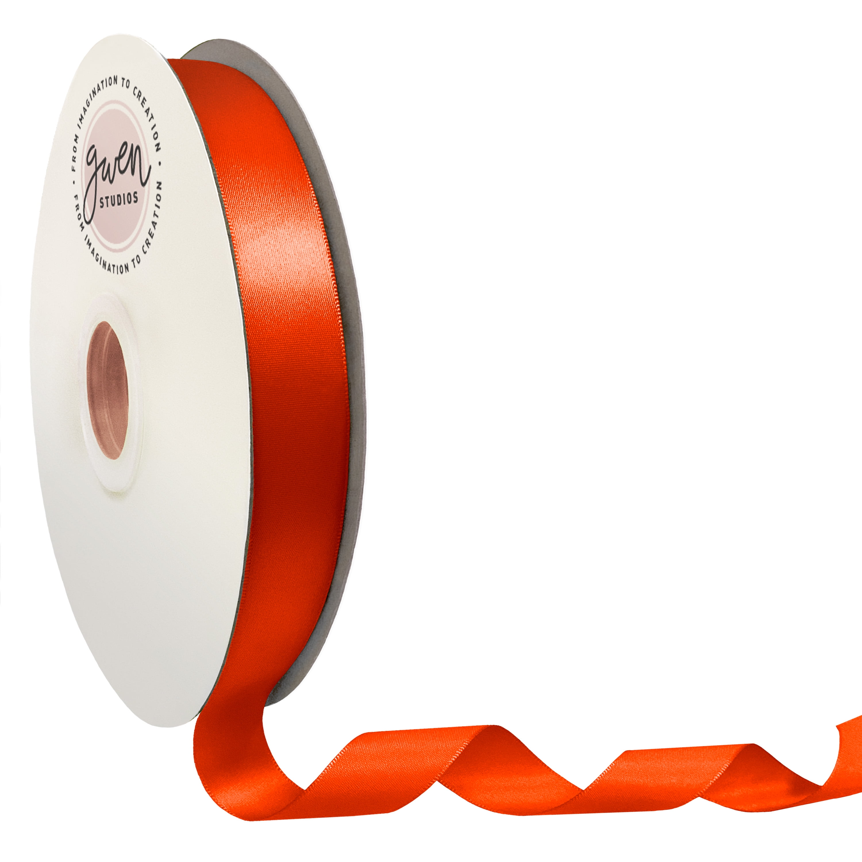 Orange Double Faced Satin Ribbon for Crafts, 7/8" x 100 Yards by Gwen Studios