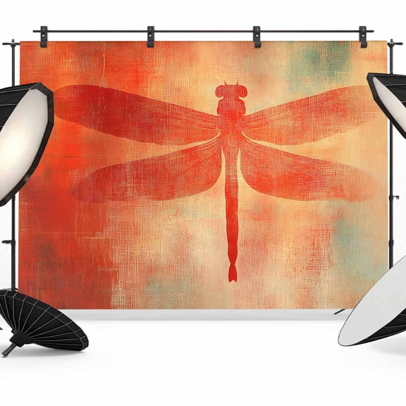 Orange Dragonfly Painting Backdrop for Photography, Abstract Art Photo Backdrop Portrait Background Party Banner Photo Backgrounds for Studio Booth Props, 10x8ft
