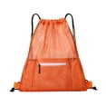thumbnail image 1 of Orange Drawstring Sports Backpack Durable Polyester Bag with Large Compartment for Gym Beach Cycling Basketball Football and Hiking, 1 of 7