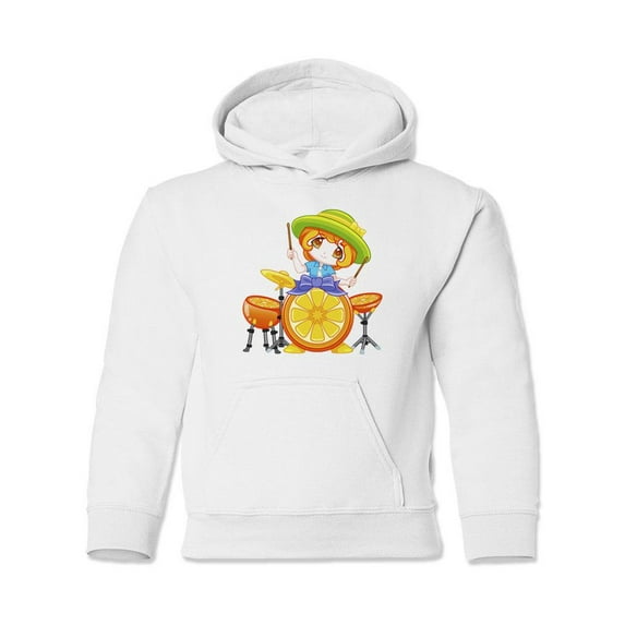 Orange Drumset Hoodie Juniors -Image by Shutterstock, Large