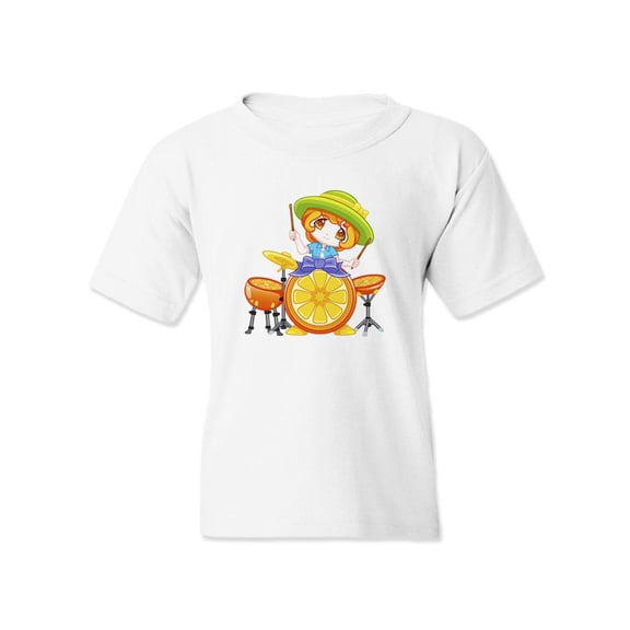 Orange Drumset T-Shirt Juniors -Image by Shutterstock, Large