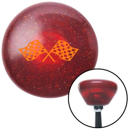Orange Dual Racing Flags Red Retro Metal Flake Shift Knob with M16 x 1.5 Insert Brody