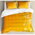 thumbnail image 1 of Orange Duvet Cover Set, Easter Themed Abstract Composition with Ornate Flora Eggs and Butterflies, Decorative 3 Piece Bedding Set with 2 Pillow Shams, Queen Size, Orange Yellow White, by Ambesonne, 1 of 3