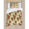 thumbnail image 1 of Orange Duvet Cover Set, Floral Themed Autumn Fall Season Background with Flowers Design Print, Decorative 2 Piece Bedding Set with 1 Pillow Shams, Twin Size, Orange and Olive Green, by Ambesonne, 1 of 3