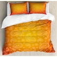 thumbnail image 1 of Orange Duvet Cover Set, Ombre Colored and Themed Image with Blank Frame and Floral Patterns, Decorative 3 Piece Bedding Set with 2 Pillow Shams, King Size, Orange and White, by Ambesonne, 1 of 3