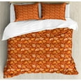 thumbnail image 1 of Orange Duvet Cover Set, Retro Style Pattern with Paisley and Flowers Ornate Leave, Decorative 3 Piece Bedding Set with 2 Pillow Shams, Queen Size, Redwood Orange Cream, by Ambesonne, 1 of 3