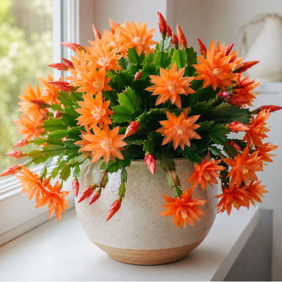 Orange Easter Cactus Live Plant 4-6 Inch Tall, Spring Blooming Succulent, Well Rooted Plant for Indoor, Outdoor Garden