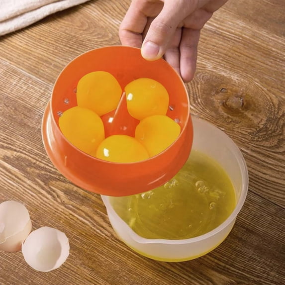 Orange Egg White Separator, Holds Up To 6 Eggs, Professional Egg Yolk Separator With Filter Bowl Design, Essential Kitchen Baking Tool For Efficient Cooking And Food Preparation