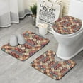 thumbnail image 1 of Orange Ethnic Rhombus Pattern Bathroom Rugs Sets 3 Piece,Toilet Cover Set,Absorbent Non Slip Bathroom Mats Sets with U-Shaped Contour Rug Toilet Rug Set, 1 of 5