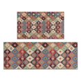 thumbnail image 1 of Orange Ethnic Rhombus Pattern Kitchen Rugs Sets Of 2,Anti Fatigue Kitchen Mat Rugs Non Slip Washable,Decorative Kitchen Floor Mats for Kitchen,Sink,Laundry,17"x30"+17"x47", 1 of 7