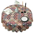 thumbnail image 1 of Orange Ethnic Rhombus Pattern Round Tablecloth 60"x60",Wrinkle Wipeable Table Cloth for Kitchen Dining Room Picnic Patio Party, 1 of 6