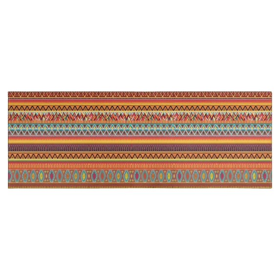Orange Ethnic Stripe Pattern Kitchen Rug Mat,Kitchen Runner Rugs Non Skid Washable,Decorative Kitchen Floor Mats for Kitchen,Sink,Laundry,17"X47"