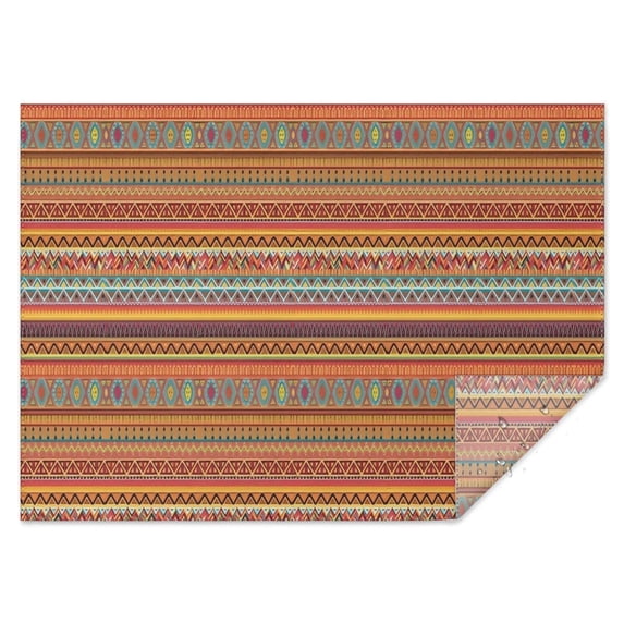 Orange Ethnic Stripe Pattern Rectangle Tablecloth 60"x84",Waterproof Polyester Rectangle Table Cloth, Wipeable Spillproof Polyester Tablecloth for Dining, Camping, Indoor and Outdoor
