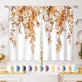 thumbnail image 1 of Orange Eucalyptus Botanical Leaves Floral Kitchen Window Curtains Over Sink Farmhouse Flower Fall Small Window Treatment Cafe Short Curtains for Bathroom Treatment Tier Drapes 27.5x39 inch, 1 of 7