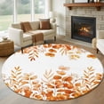 thumbnail image 1 of Orange Eucalyptus Leaves 6ft Round Rugs, Watercolor Spring Summer Botanical Washable Non-Slip Area Rugs for Living Room Bedroom Kitchen, Low Pile Dining Room Kicthen Circle Carpet, Indoor Floor Rug, 1 of 9