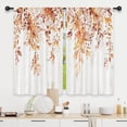 thumbnail image 1 of Orange Eucalyptus Leaves Kitchen Curtains Short Small Autumn Fall Rustic Flower Watercolor Plant Floral Rod Pocket Wood Botanical Bedroom Living Room Treatment Fabric 2 Panels 27.5Wx39H Inch, 1 of 5
