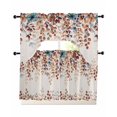 thumbnail image 1 of Orange Eucalyptus Leaves Swag Curtains for Living Room/Bedroom Windows, Botanical Fall Rustic Beige Kitchen Curtains and Valances Set 36 Inch Length, Light Filtering Swags Valance Curtain Panels, 1 of 5