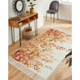 thumbnail image 1 of Orange Eucalyptus Leaves Washable Area Rug 3'x5', Spring Floral Summer Botanical Woven Cotton Tassels Kitchen Rugs, Non Slip Indoor Door Mat Throw Carpet for Entryway Living Room Nursery Laundry Room, 1 of 9