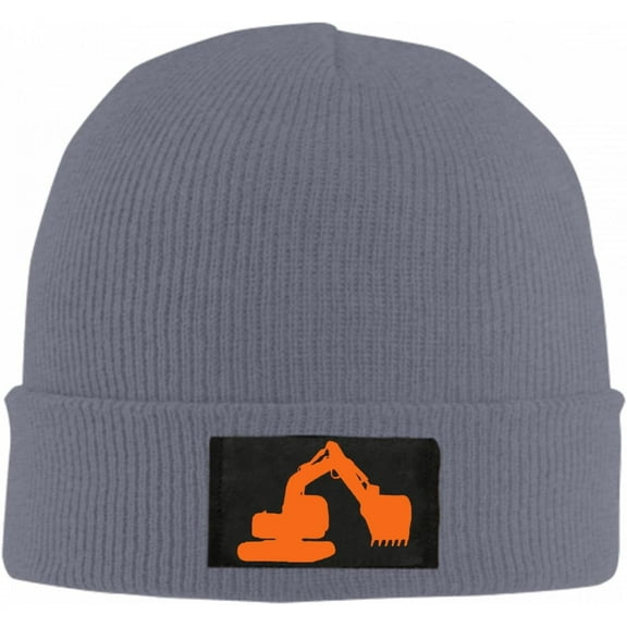 Orange Excavator Beanie Hat for Women Men Winter Hat Cuffed Winter Beanie Warm Skull Cap Plain Knit Hat Cap